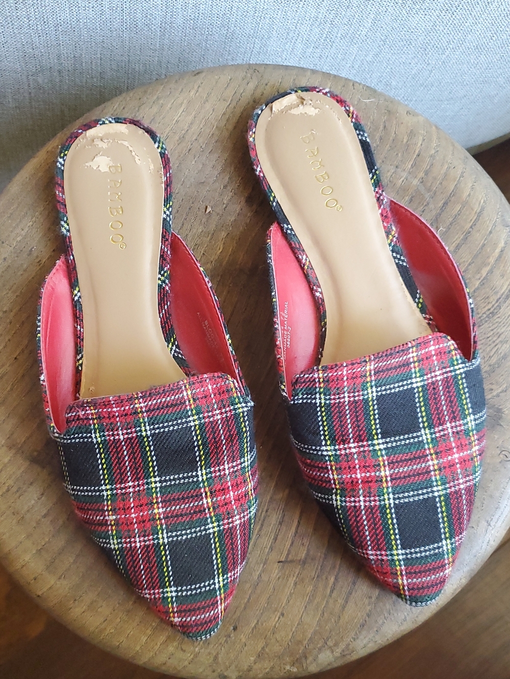 Bamboo Tartan Plaid Mules